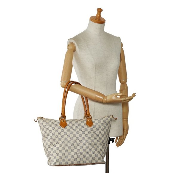 Louis Vuitton Damier Azur Saleya MM Tote Bag Shoulder N51185 White PVC Leathe... - Picture 11 of 11